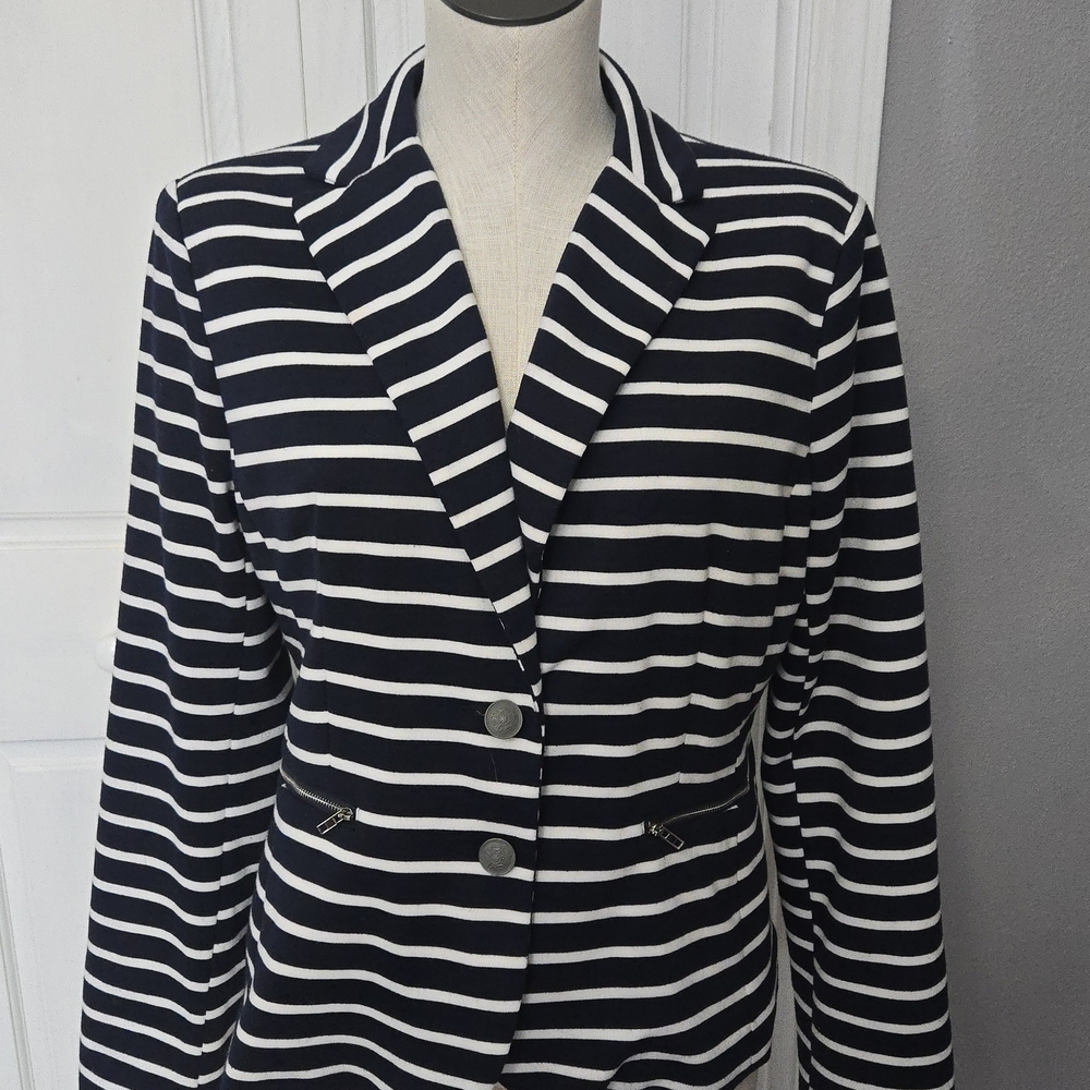 Cynthia Rowley Navy and White Striped Women's Blazer